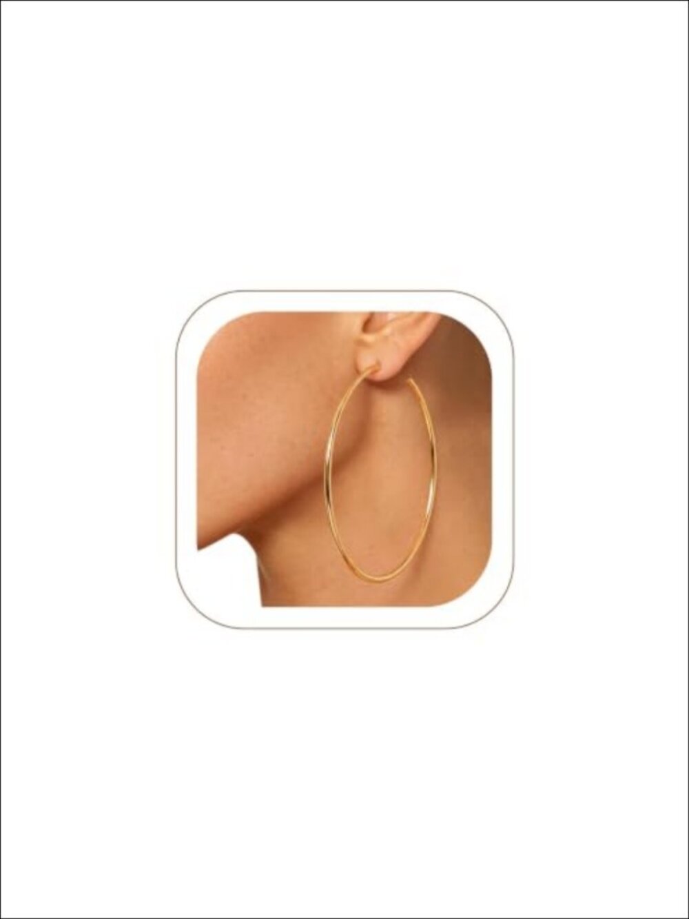 14K Gold Plated Stainless Steel Thin Hoop Earrings 80mm Push Back